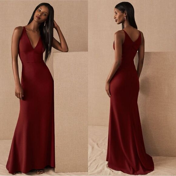 BHLDN Jones V-Neck Crepe Dress - Picture 1 of 12